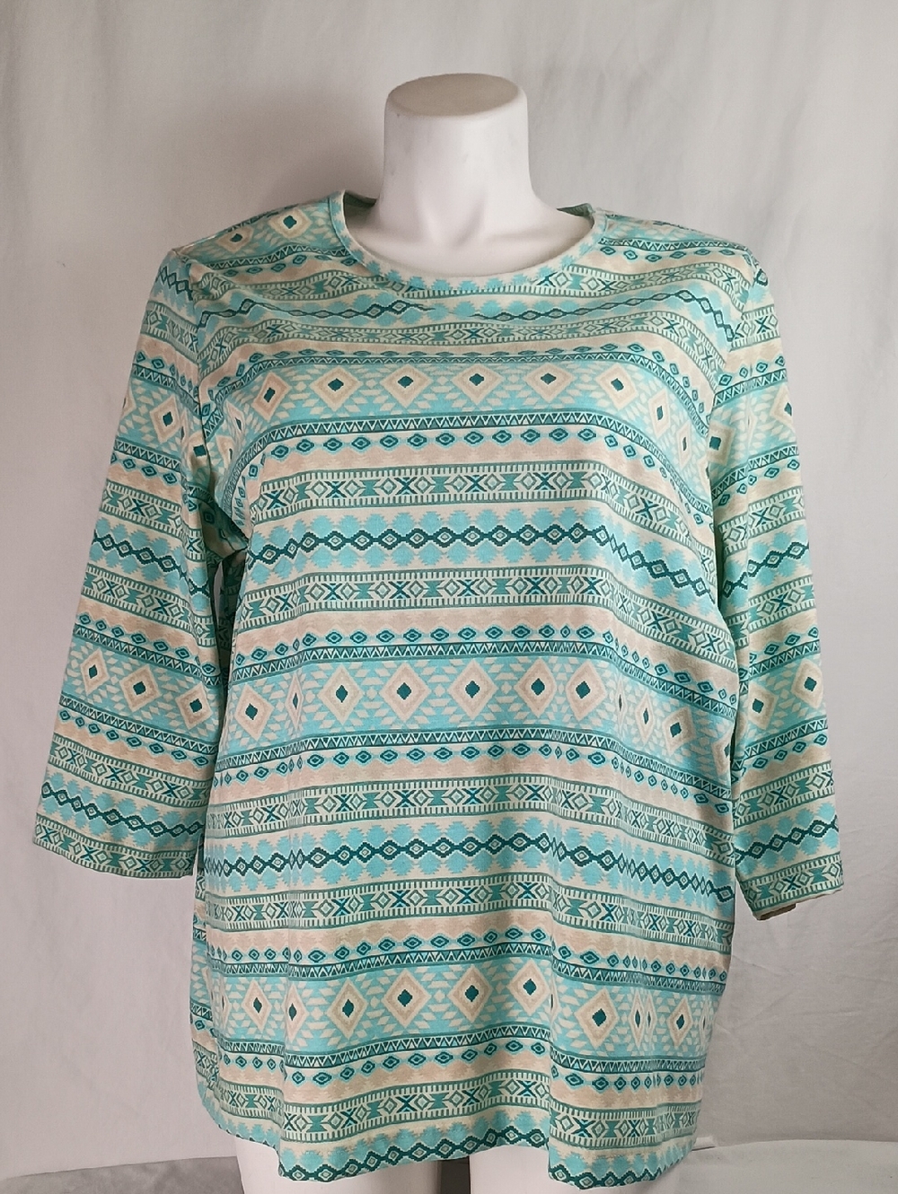 Women's Size 2XL Cotton Top Geometric Print Blouse Western Rodeo - Picture 2 of 8